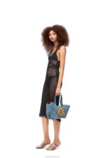 Loewe Women Small Elephant basket bag in raffia 206XF77 Denim Blue - Image 7