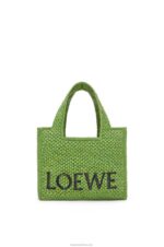 Loewe Women Small Font Tote in raffia 206XF108 Green