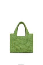 Loewe Women Small Font Tote in raffia 206XF108 Green - Image 5