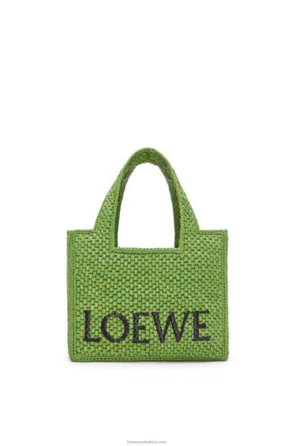 Loewe Women Small Font Tote in raffia 206XF108 Green