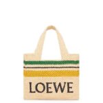 Loewe Women Small Font Tote in raffia 206XF111 Natural/Multicolor