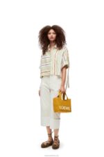 Loewe Women Small Font Tote in raffia 206XF52 Ochre - Image 2