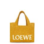 Loewe Women Small Font Tote in raffia 206XF52 Ochre