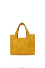 Loewe Women Small Font Tote in raffia 206XF52 Ochre - Image 5