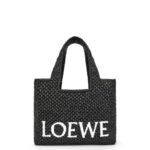 Loewe Women Small Font Tote in raffia 206XF53 Black