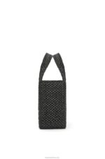 Loewe Women Small Font Tote in raffia 206XF53 Black - Image 4