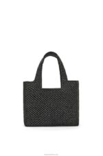 Loewe Women Small Font Tote in raffia 206XF53 Black - Image 5
