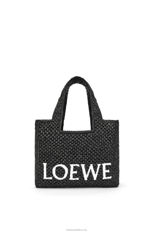 loewe_women_small_font_tote_in_raffia_206xf53_black.jpg Loewe Women Small Font Tote in raffia 206XF53 Black - Image 1