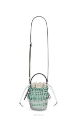 Loewe Women Small Fringe Bucket bag in calfskin 206XF87 Fresh Mint/Soft White - Image 4