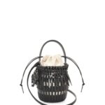 Loewe Women Small Fringe Bucket bag in calfskin 206XF88 Black