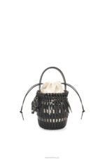 Loewe Women Small Fringe Bucket bag in calfskin 206XF88 Black - Image 3