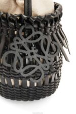 Loewe Women Small Fringe Bucket bag in calfskin 206XF88 Black - Image 6