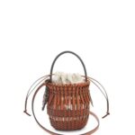 Loewe Women Small Fringe Bucket bag in calfskin 206XF89 Tan