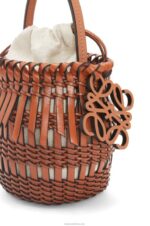 Loewe Women Small Fringe Bucket bag in calfskin 206XF89 Tan - Image 5