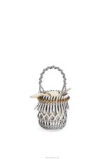 Loewe Women Small Fringes Bucket bag in calfskin 206XF131 White - Image 2