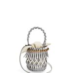 Loewe Women Small Fringes Bucket bag in calfskin 206XF131 White