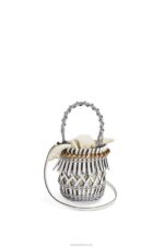 Loewe Women Small Fringes Bucket bag in calfskin 206XF131 White