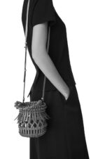 Loewe Women Small Fringes Bucket bag in calfskin 206XF177 Tan - Image 6
