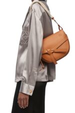 Loewe Women Small Gate bag in soft calfskin and jacquard 206XF254 Tan - Image 2