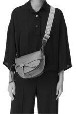 Loewe Women Small Gate bag in soft calfskin and jacquard 206XF254 Tan - Image 3