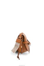 Loewe Women Small Gate bag in soft calfskin and jacquard 206XF254 Tan - Image 5