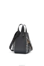 Loewe Women Small Hammock bag in Anagram jacquard and calfskin 206XF520 Navy/Black
