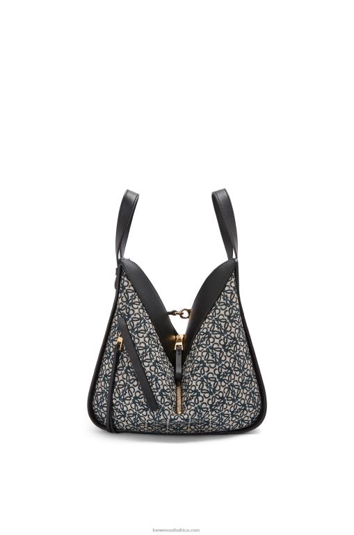 Loewe Women Small Hammock bag in Anagram jacquard and calfskin 206XF520 Navy/Black - Image 5