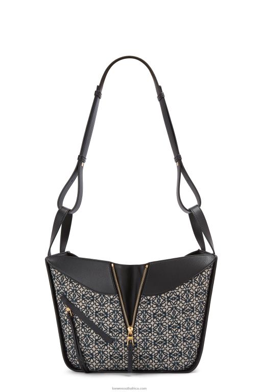 Loewe Women Small Hammock bag in Anagram jacquard and calfskin 206XF520 Navy/Black - Image 7