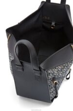 Loewe Women Small Hammock bag in Anagram jacquard and calfskin 206XF520 Navy/Black - Image 8