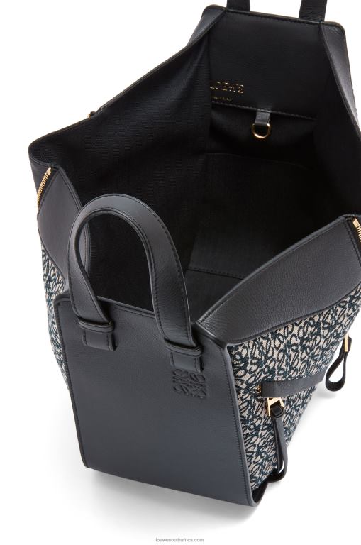 Loewe Women Small Hammock bag in Anagram jacquard and calfskin 206XF520 Navy/Black - Image 8