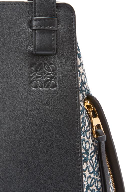 Loewe Women Small Hammock bag in Anagram jacquard and calfskin 206XF520 Navy/Black - Image 9