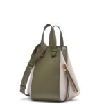 Loewe Women Small Hammock bag in classic calfskin 206XF525 Autumn Green/Light Oat