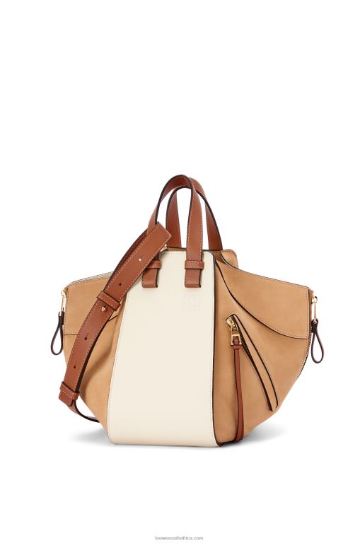 Loewe Women Small Hammock bag in classic calfskin and suede 206XF506 Milk/Warm Desert - Image 3