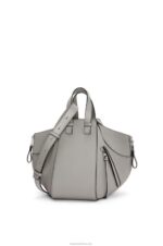 Loewe Women Small Hammock bag in soft grained calfskin 206XF434 Pearl Grey - Image 3