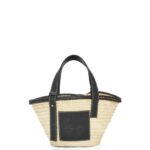 Loewe Women Small Inlay Basket bag in palm leaf and calfskin 206XF28 Natural/Black