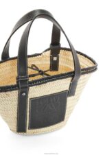 Loewe Women Small Inlay Basket bag in palm leaf and calfskin 206XF28 Natural/Black - Image 5