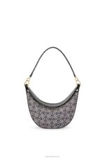 Loewe Women Small Luna bag in Anagram jacquard and classic calfskin 206XF450 Navy/Black
