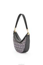 Loewe Women Small Luna bag in Anagram jacquard and classic calfskin 206XF450 Navy/Black - Image 3