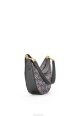 Loewe Women Small Luna bag in Anagram jacquard and classic calfskin 206XF450 Navy/Black - Image 4