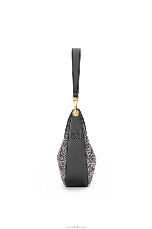 Loewe Women Small Luna bag in Anagram jacquard and classic calfskin 206XF450 Navy/Black - Image 5