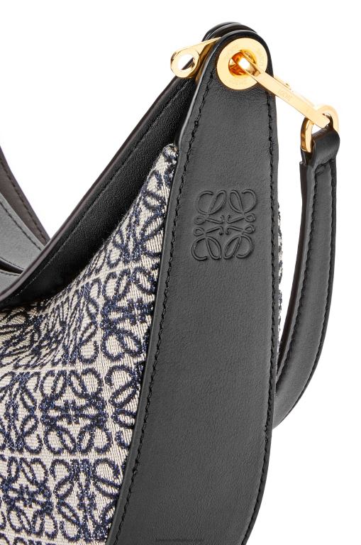 Loewe Women Small Luna bag in Anagram jacquard and classic calfskin 206XF450 Navy/Black - Image 8