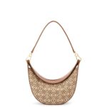 Loewe Women Small Luna bag in Anagram jacquard and classic calfskin 206XF492 Tan/Pecan