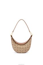 Loewe Women Small Luna bag in Anagram jacquard and classic calfskin 206XF492 Tan/Pecan