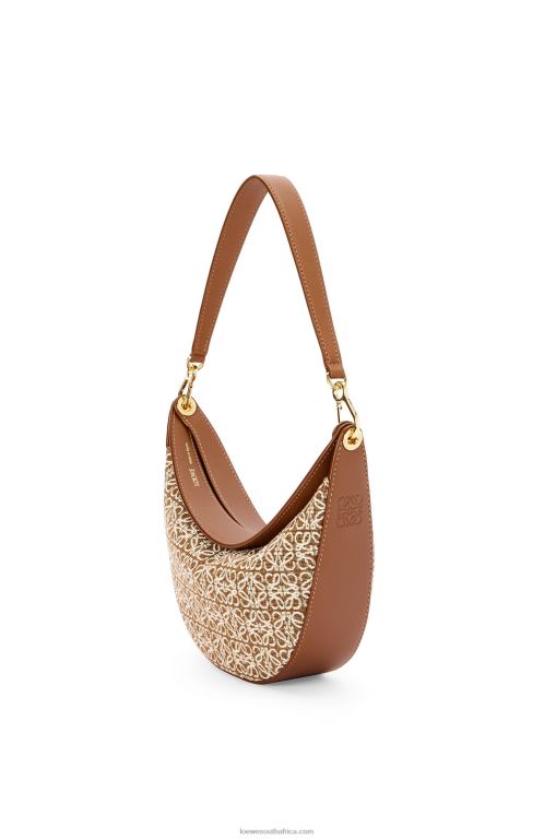 Loewe Women Small Luna bag in Anagram jacquard and classic calfskin 206XF492 Tan/Pecan - Image 3