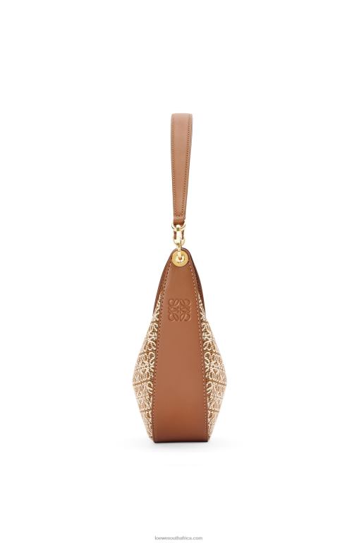 Loewe Women Small Luna bag in Anagram jacquard and classic calfskin 206XF492 Tan/Pecan - Image 5