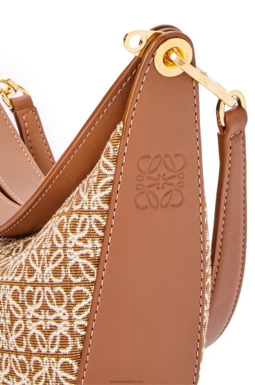 Loewe Women Small Luna bag in Anagram jacquard and classic calfskin 206XF492 Tan/Pecan - Image 8