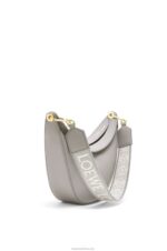 Loewe Women Small Luna bag in satin calfskin and jacquard 206XF476 Pearl Grey - Image 3