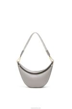 Loewe Women Small Luna bag in satin calfskin and jacquard 206XF476 Pearl Grey - Image 5