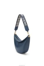 Loewe Women Small Luna bag in satin calfskin and jacquard 206XF482 Onyx Blue - Image 2