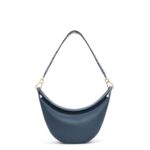 Loewe Women Small Luna bag in satin calfskin and jacquard 206XF482 Onyx Blue